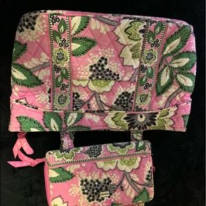 VERA BRADLEY PINK PAISLEY QUILTED TOTE & WALLET